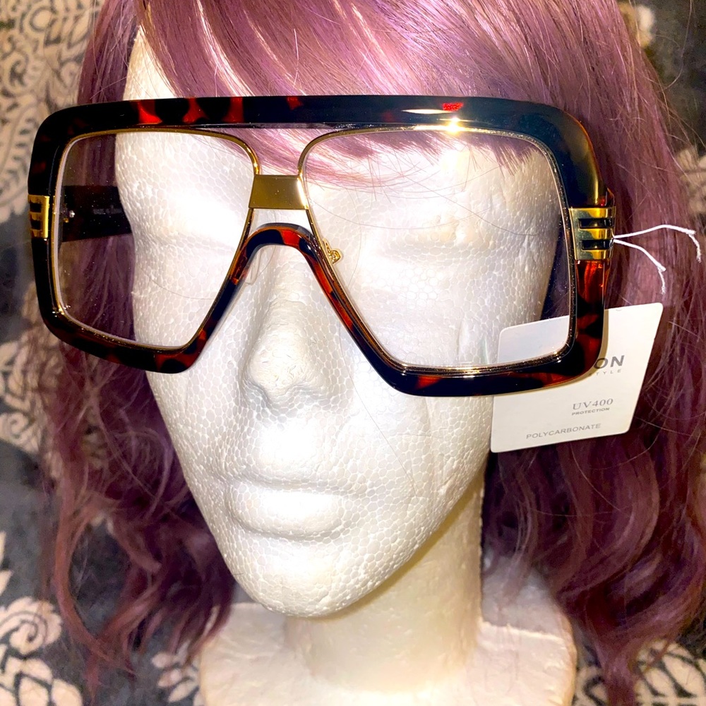 Tortoise Colored Frame Clear Lens Glasses Bnew